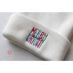 Merry and Bright Christmas Cuffed Beanie - beanie