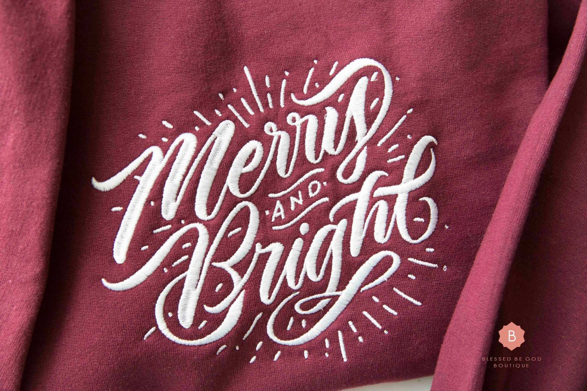 Merry and Bright Embroidered Catholic Christmas Sweatshirt - Sweatshirt