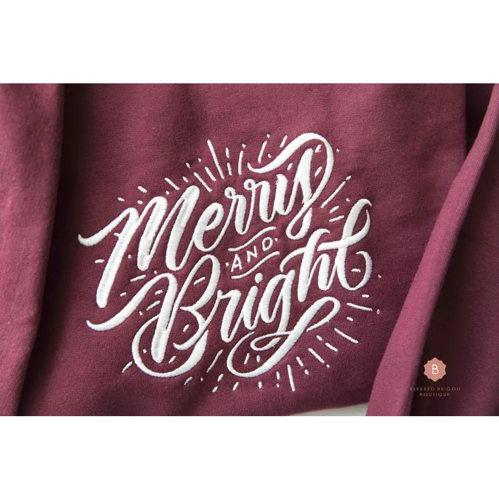 Merry and Bright Embroidered Catholic Christmas Sweatshirt - Sweatshirt