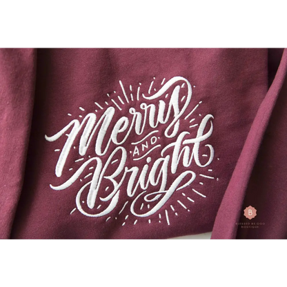 Merry and Bright Embroidered Catholic Christmas Sweatshirt - Sweatshirt