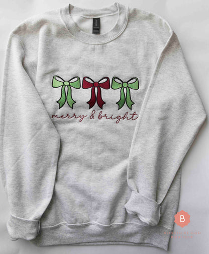 Merry and Bright Embroidered Catholic Sweatshirt - Sweatshirt