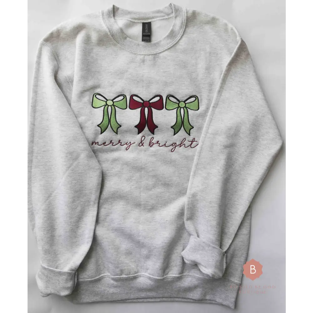 Merry and Bright Embroidered Catholic Sweatshirt - Sweatshirt