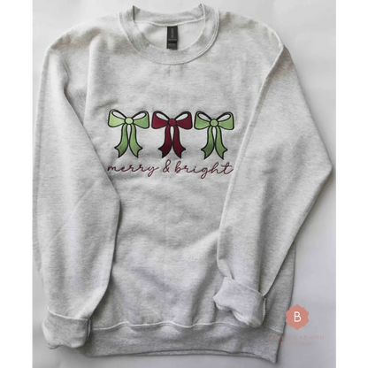 Merry and Bright Embroidered Catholic Sweatshirt - Sweatshirt