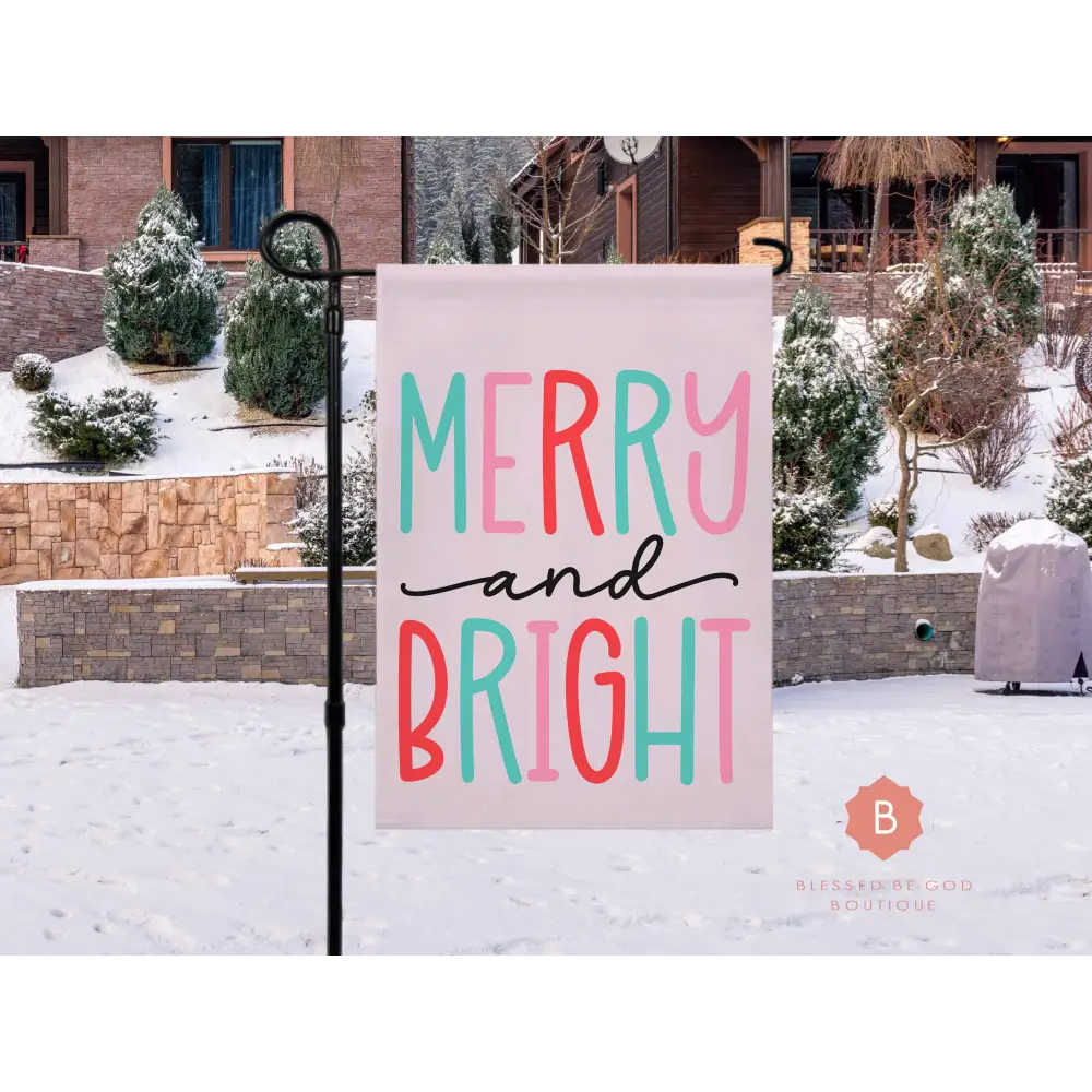 Merry and Bright garden flag - 12’’ × 18’’ - Home Decor