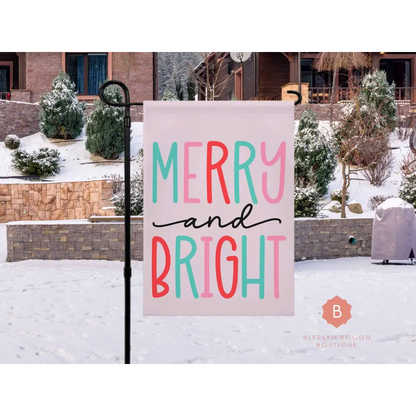 Merry and Bright garden flag - 12’’ × 18’’ - Home Decor