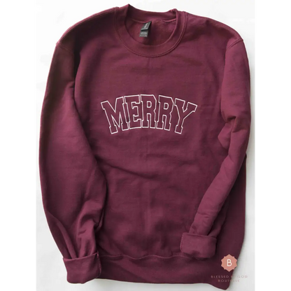 Merry Embroidered Christian Christmas Sweatshirt - Sweatshirt