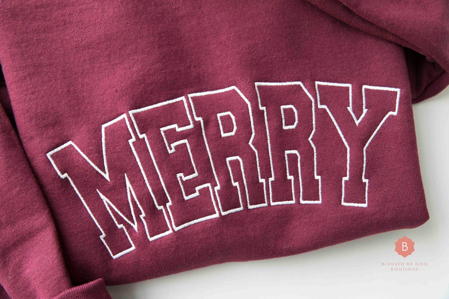 Merry Embroidered Christian Christmas Sweatshirt - Sweatshirt