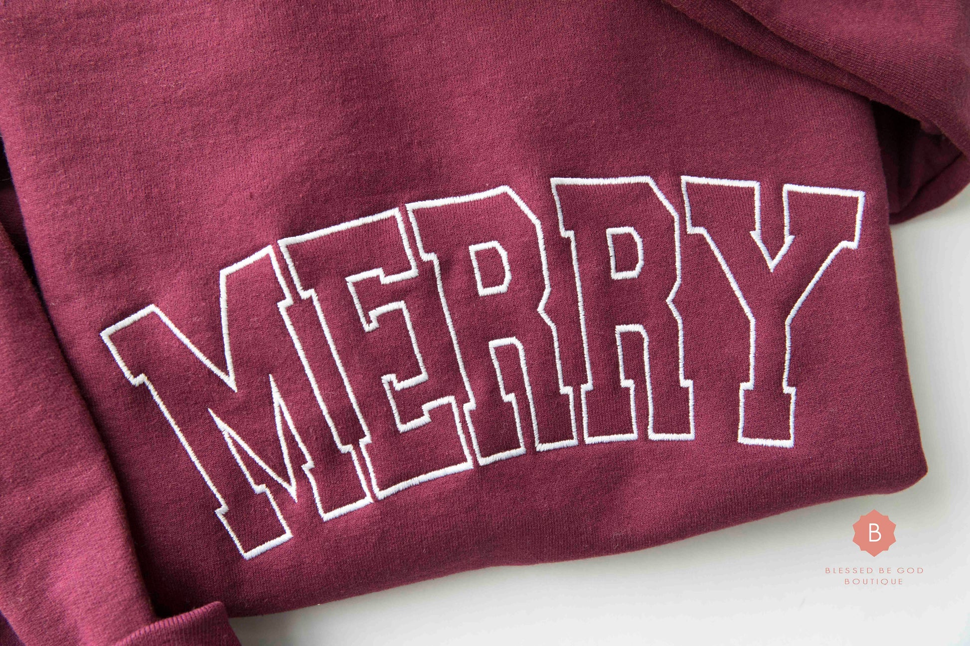 Merry Embroidered Christian Christmas Sweatshirt - Sweatshirt