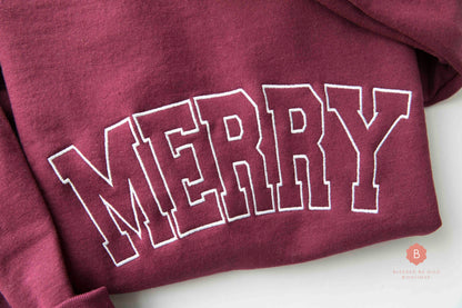 Merry Embroidered Christian Christmas Sweatshirt - Sweatshirt