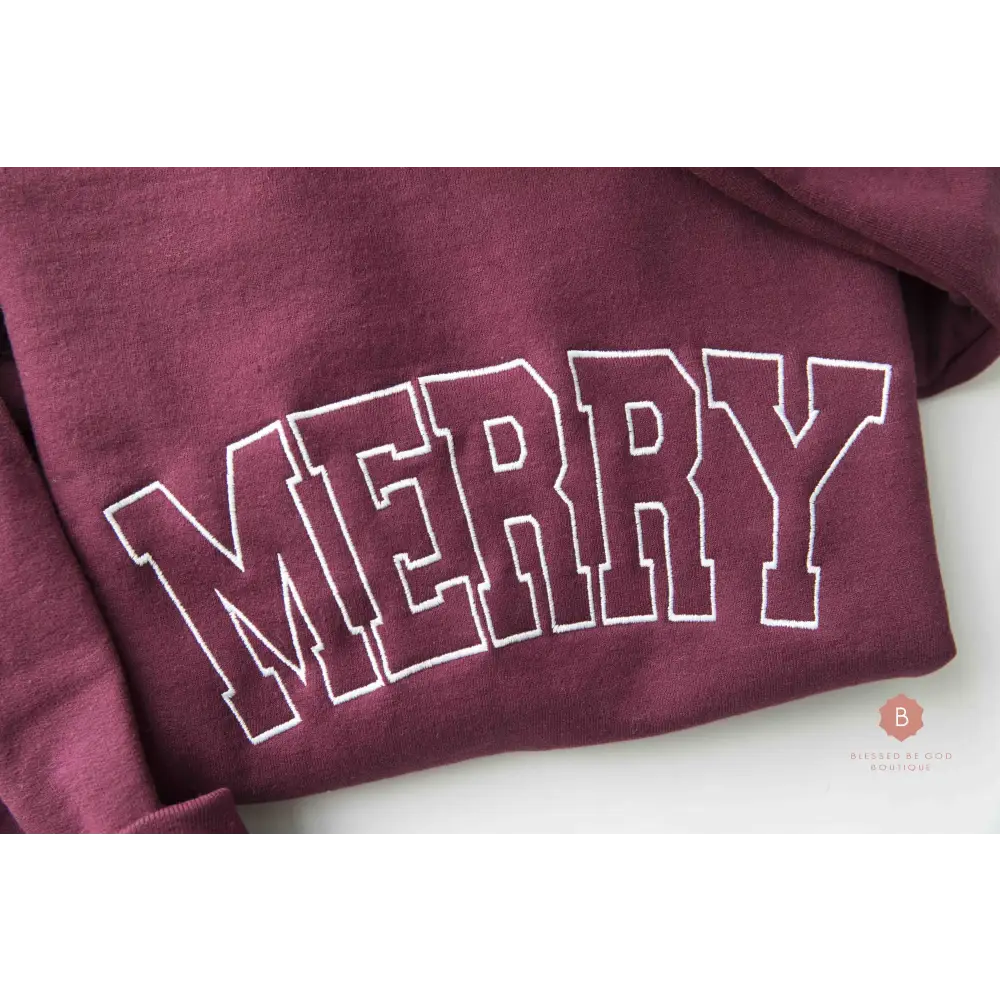 Merry Embroidered Christian Christmas Sweatshirt - Sweatshirt