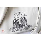 Nativity Scene Embroidered Catholic Christmas Sweatshirt - Sweatshirt