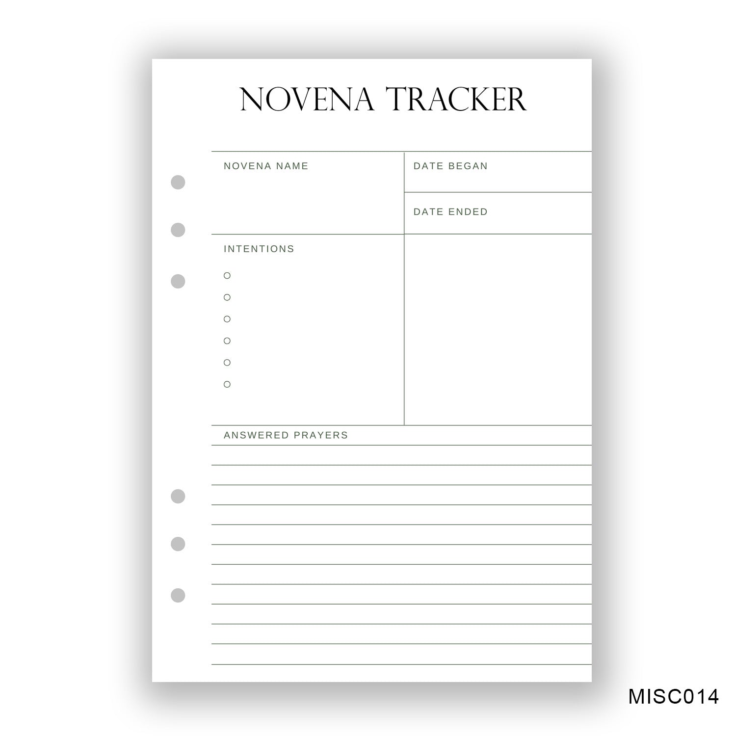 Novena Tracker Journaling Page - Paper products