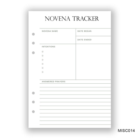 Novena Tracker Journaling Page - Paper products