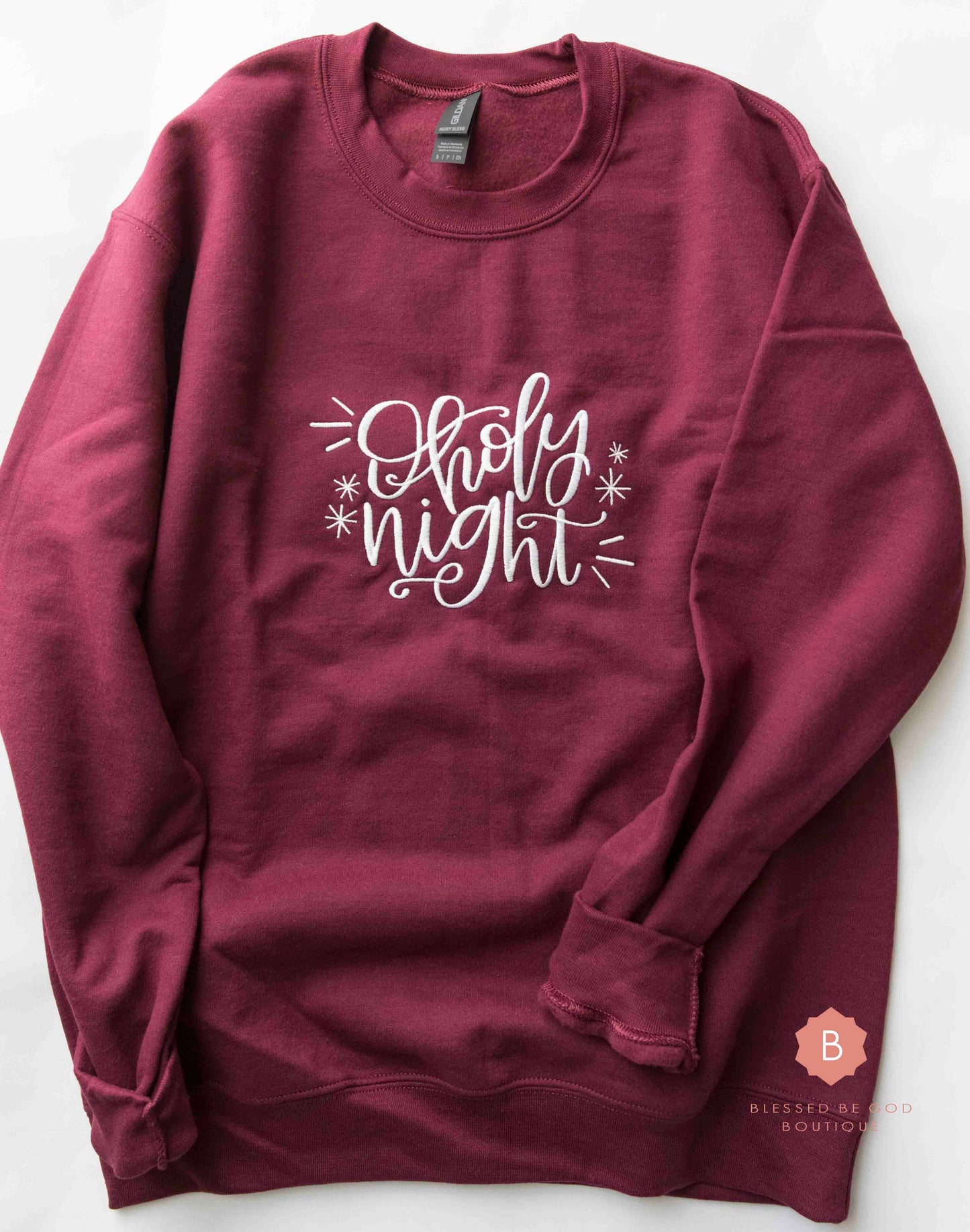 O Holy Night Embroidered Catholic Christmas Sweatshirt - Sweatshirt