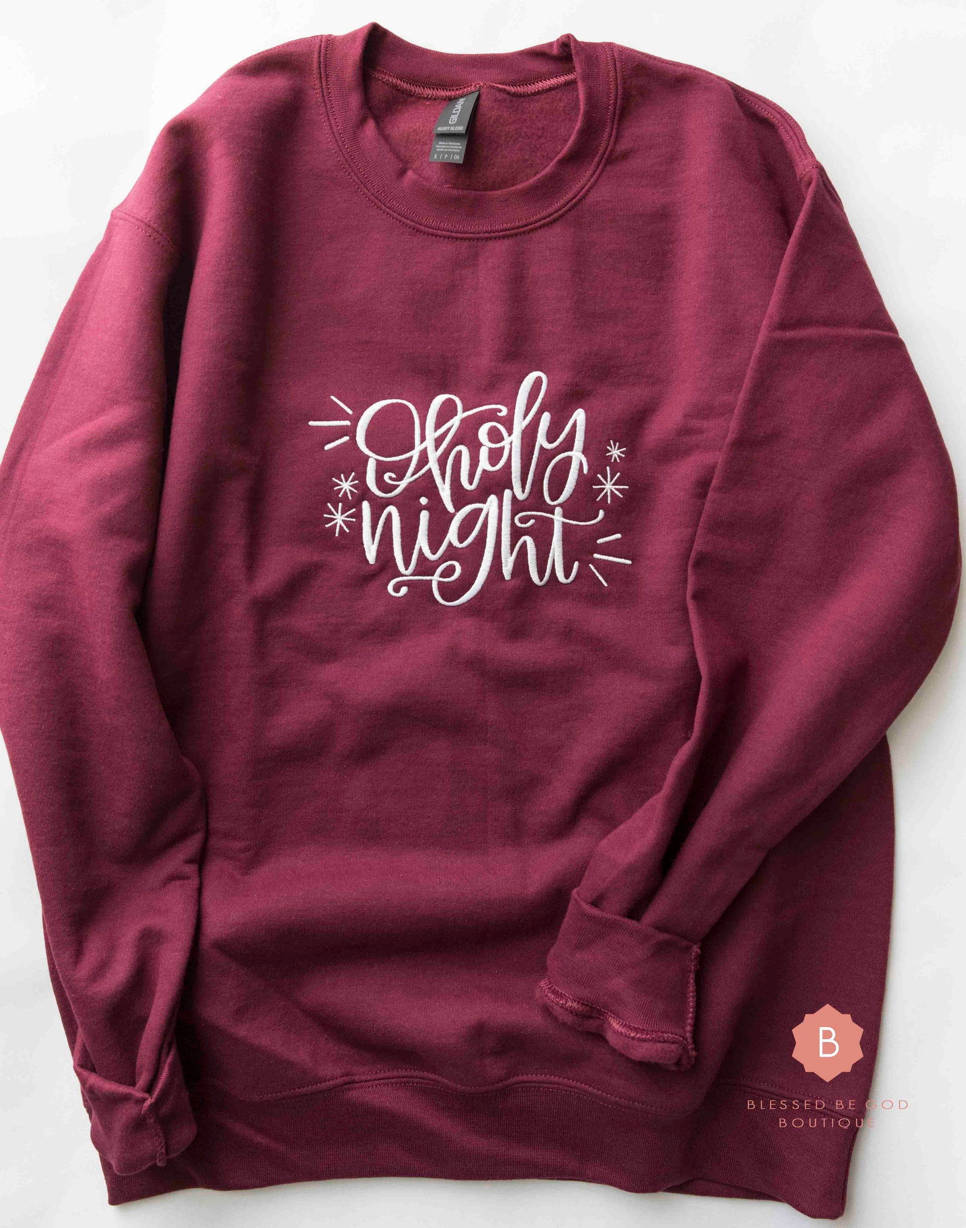 O Holy Night Embroidered Catholic Christmas Sweatshirt - Sweatshirt