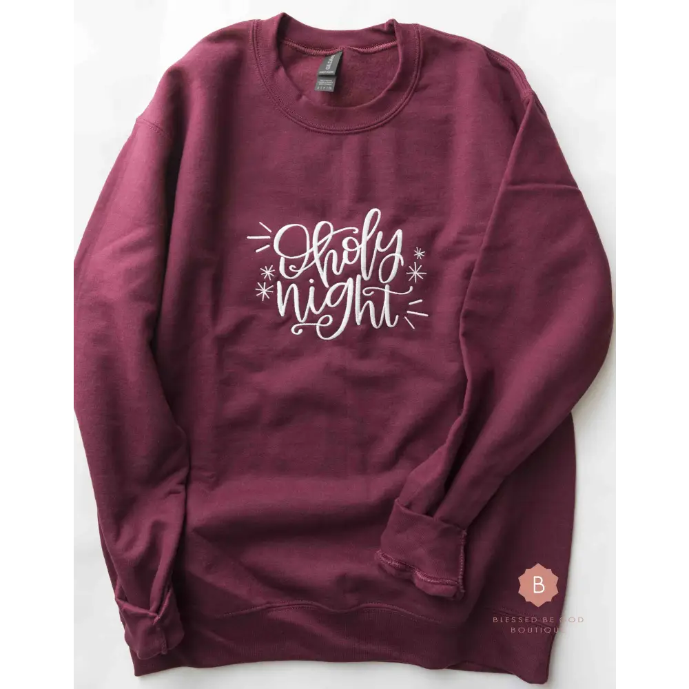O Holy Night Embroidered Catholic Christmas Sweatshirt - Sweatshirt