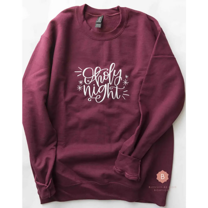 O Holy Night Embroidered Catholic Christmas Sweatshirt - Sweatshirt