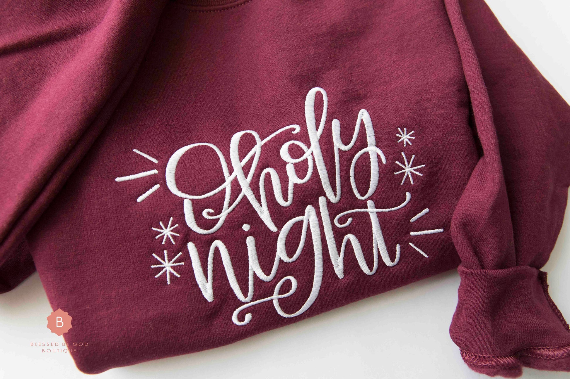 O Holy Night Embroidered Catholic Christmas Sweatshirt - Sweatshirt