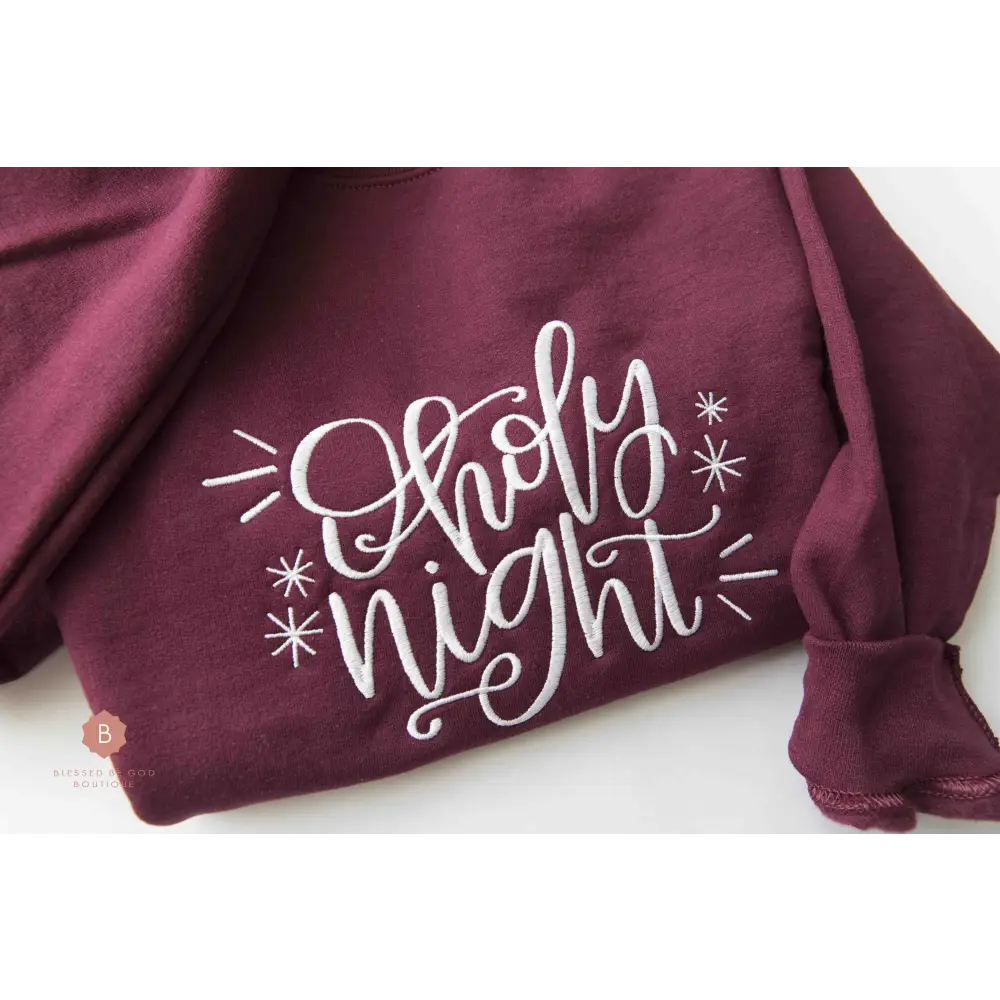 O Holy Night Embroidered Catholic Christmas Sweatshirt - Sweatshirt