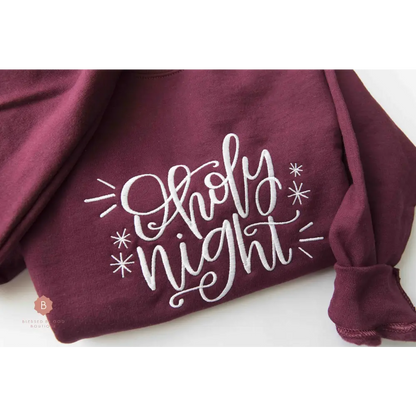 O Holy Night Embroidered Catholic Christmas Sweatshirt - Sweatshirt