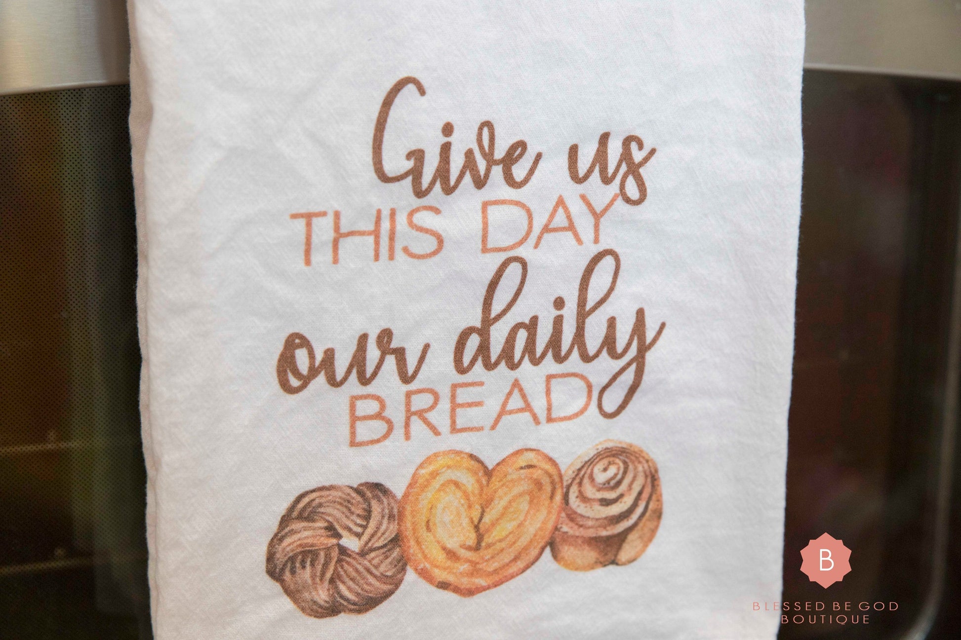 Our Daily Bread Catholic Dish Towel - White / 28’’ × 28’’ - Home Decor
