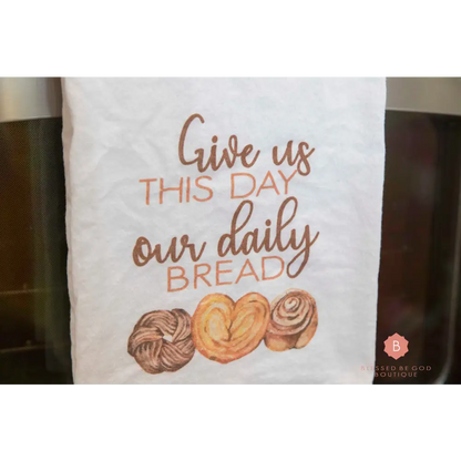 Our Daily Bread Catholic Dish Towel - White / 28’’ × 28’’ - Home Decor