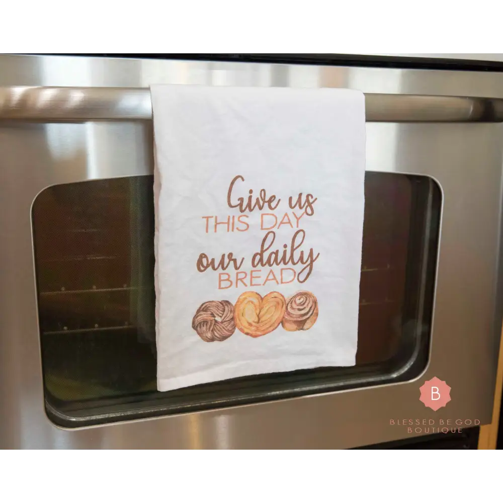 Our Daily Bread Catholic Dish Towel - White / 28’’ × 28’’ - Home Decor