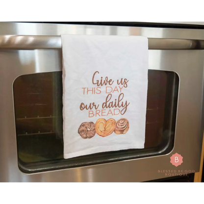 Our Daily Bread Catholic Dish Towel - White / 28’’ × 28’’ - Home Decor