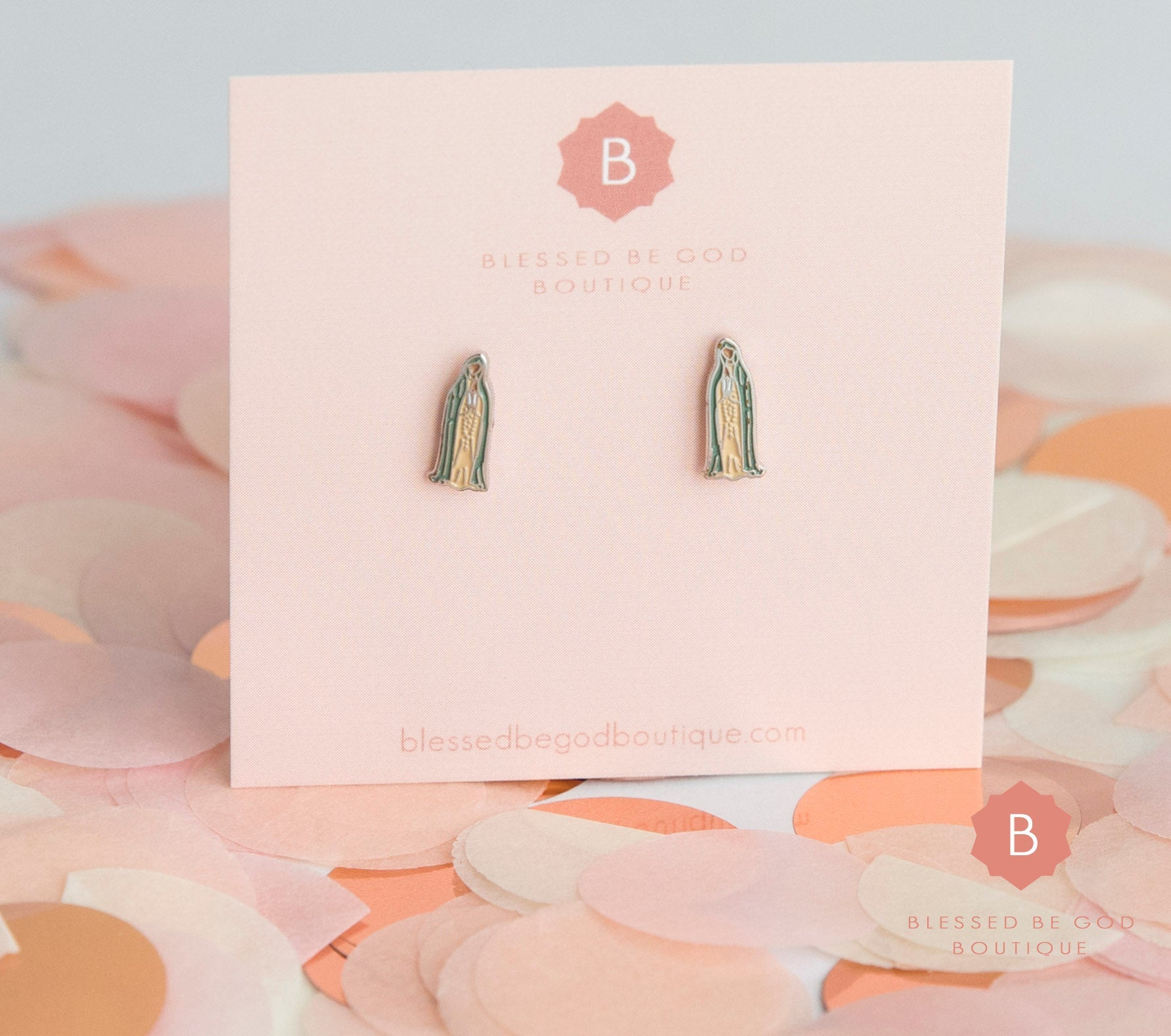 Our Lady of Fatima Earrings Catholic Earrings Christian Jewelry