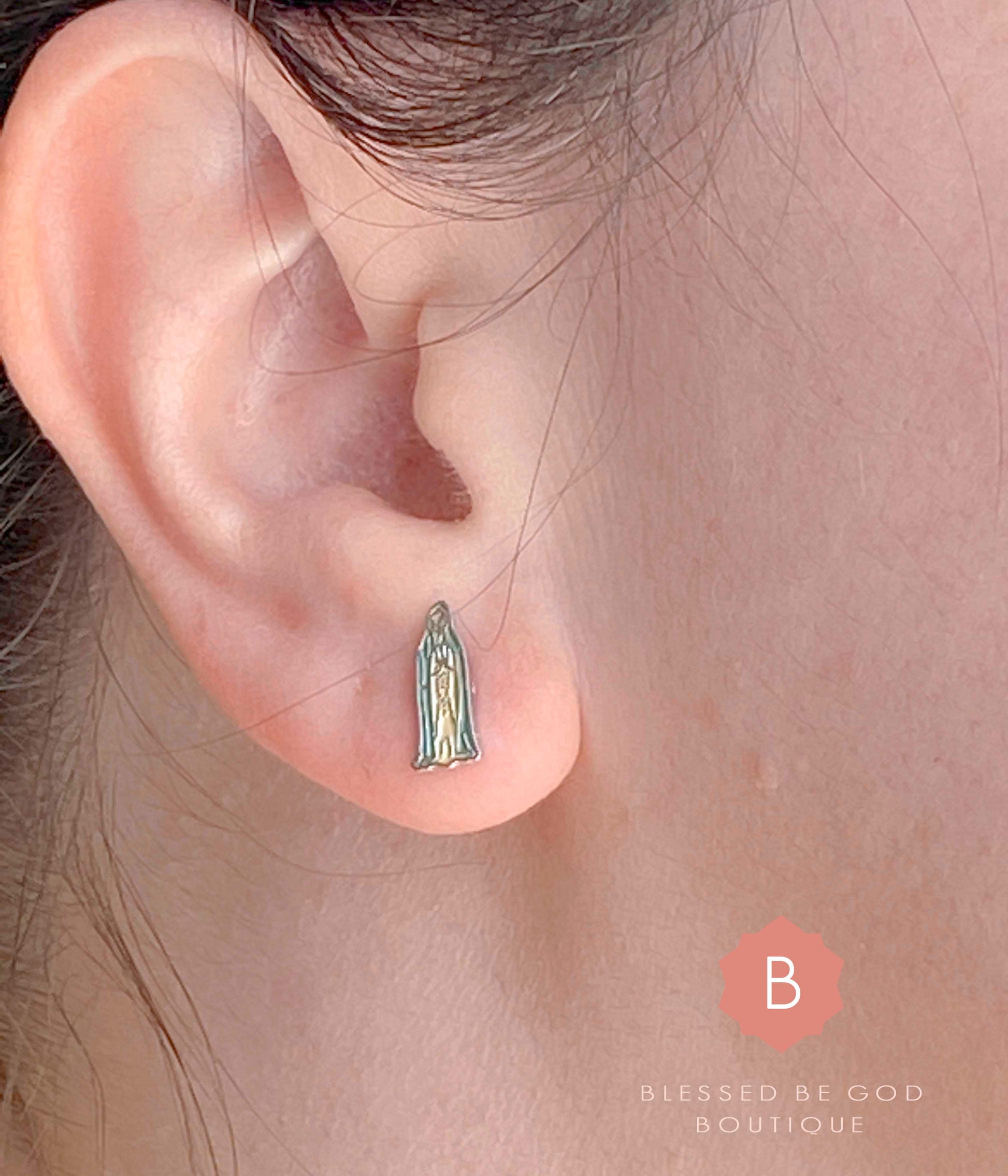 Our Lady of Fatima Earrings Catholic Earrings Christian Jewelry