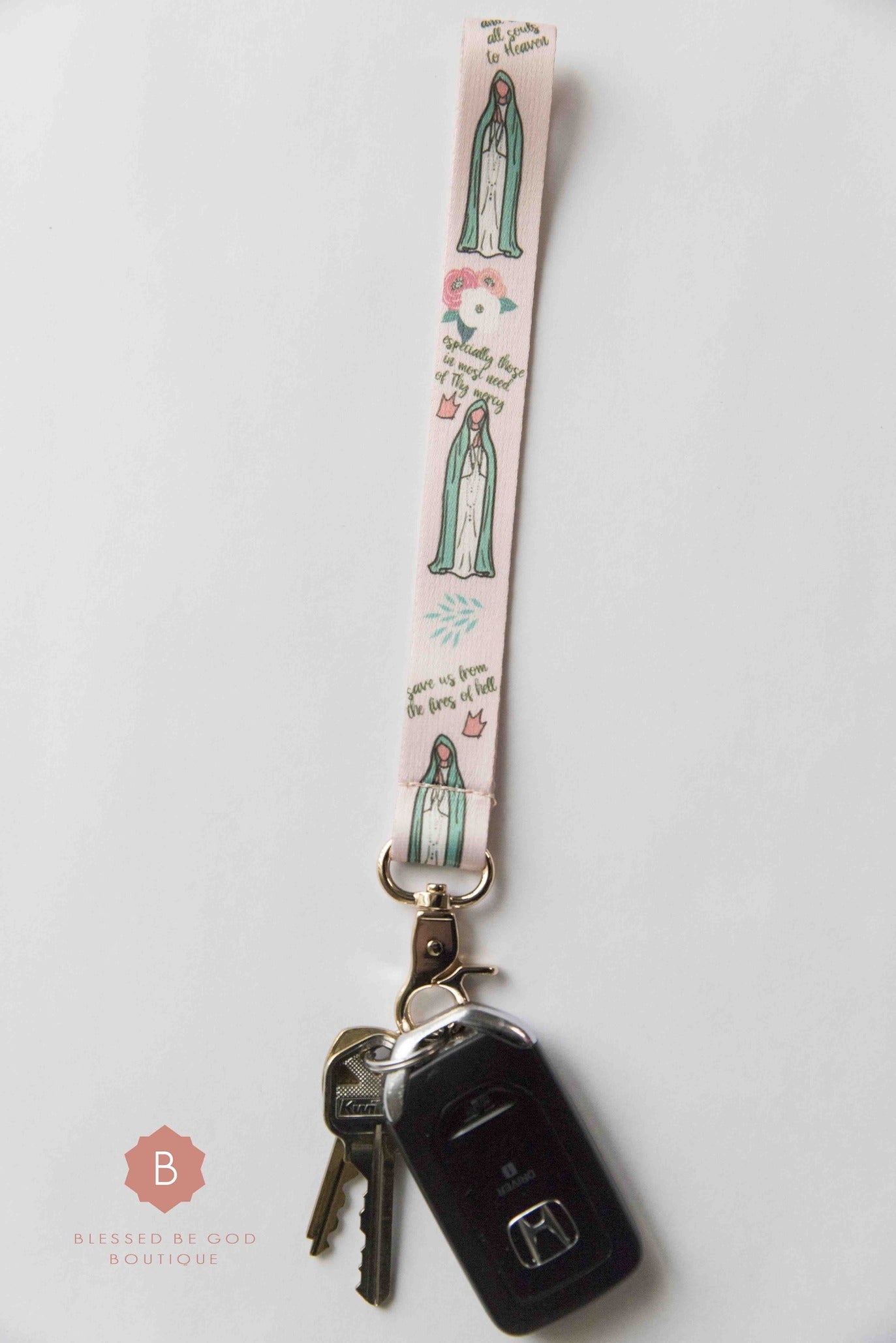 Our Lady Of Fatima Wristlet Keychain - Keychains