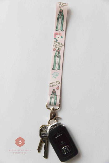Our Lady Of Fatima Wristlet Keychain - Keychains