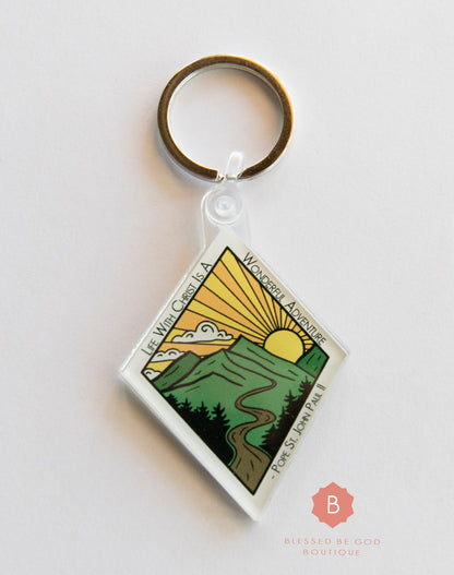 Pope John Paul II Life with Christ Keychain Catholic Acrylic - Keychains