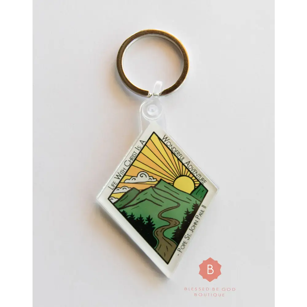 Pope John Paul II Life with Christ Keychain Catholic Acrylic - Keychains