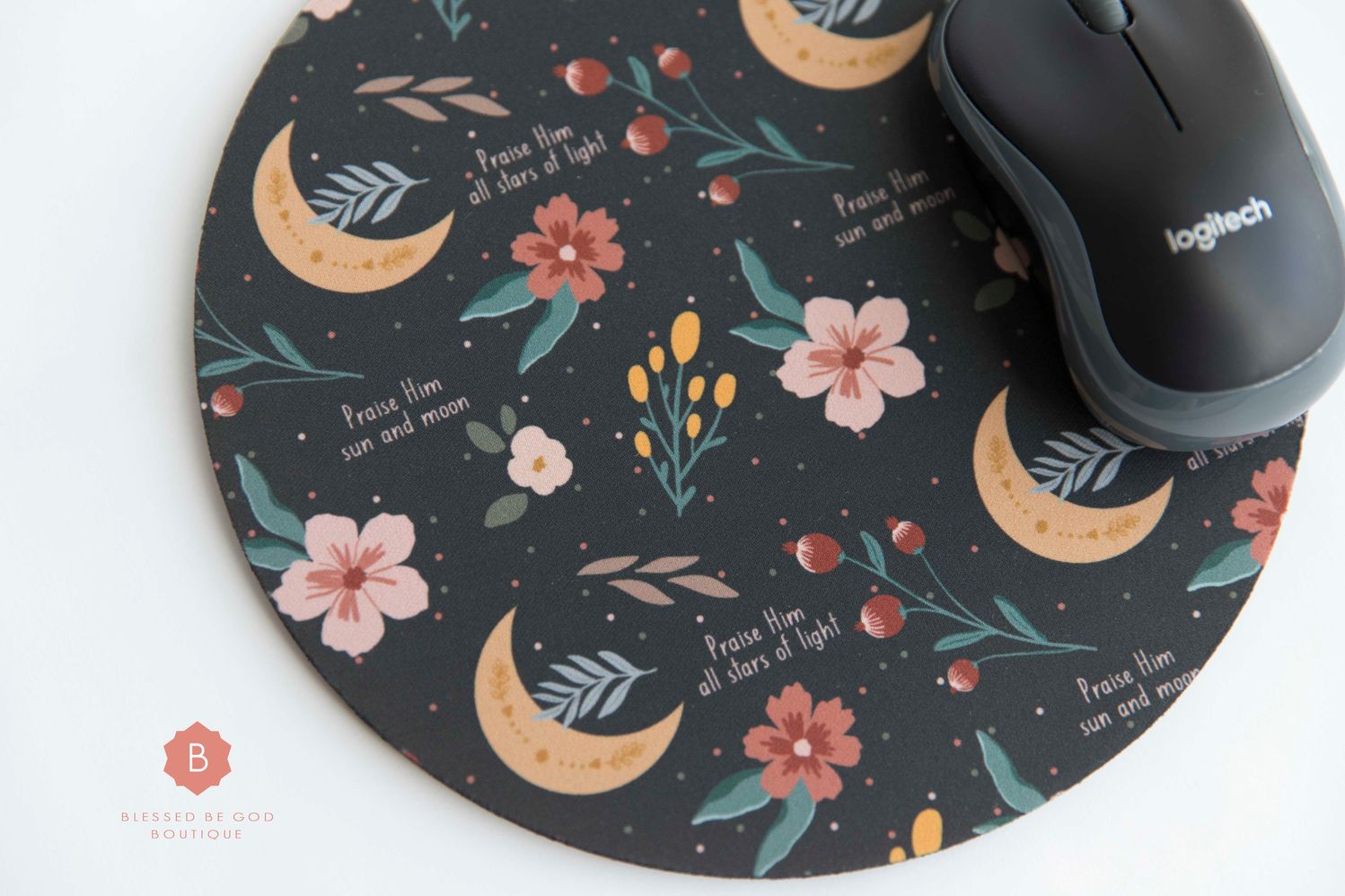 Praise the Lord Catholic Mouse Pad - One size / Round - Home Decor