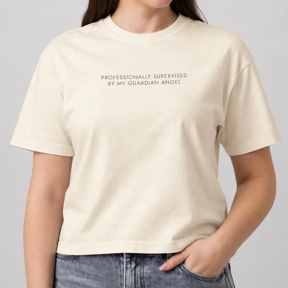 Professionally Supervised By My Guardian Angel Boxy Tee