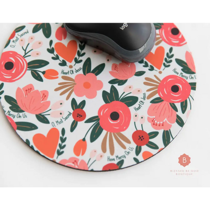 Sacred heart Jesus Catholic Mouse Pad - One size / Round - Home Decor