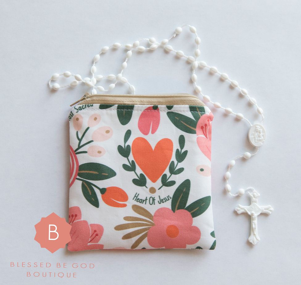 Sacred Heart of Jesus Rosary Pouch - rosary pouch