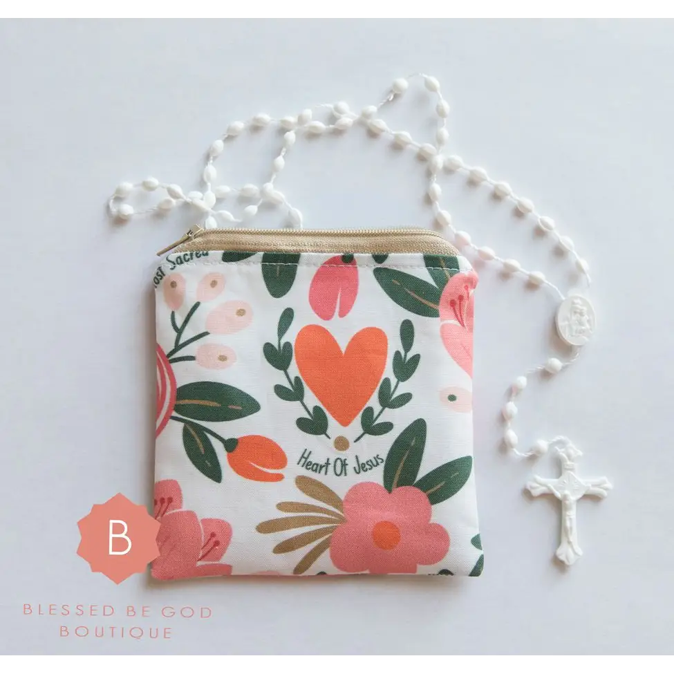 Sacred Heart of Jesus Rosary Pouch - rosary pouch