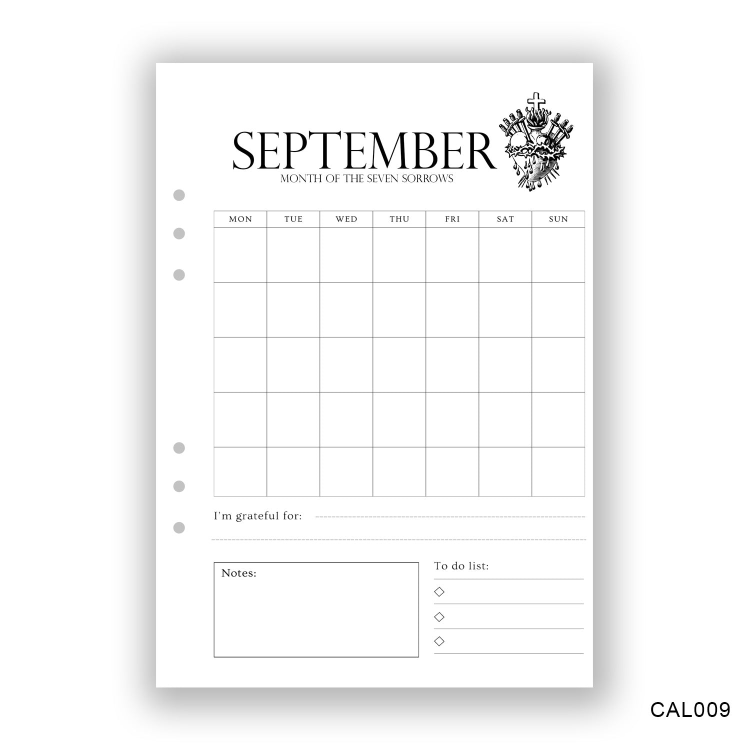 September Journaling Page - Paper products