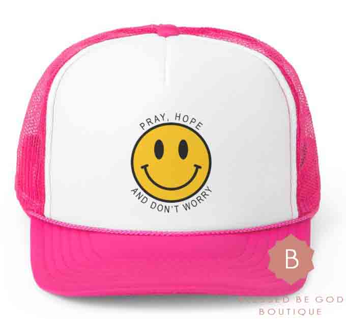 Smiley Face Catholic Hat Padre Pio - Pink / One size - Hats