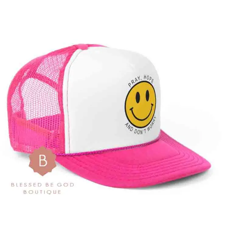 Smiley Face Catholic Hat Padre Pio - Pink / One size - Hats