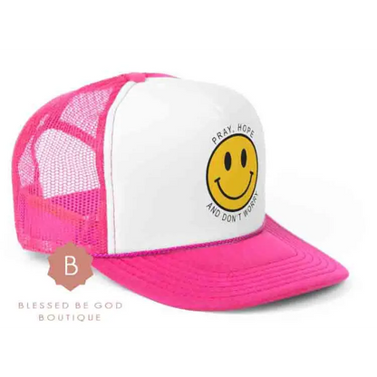 Smiley Face Catholic Hat Padre Pio - Pink / One size - Hats