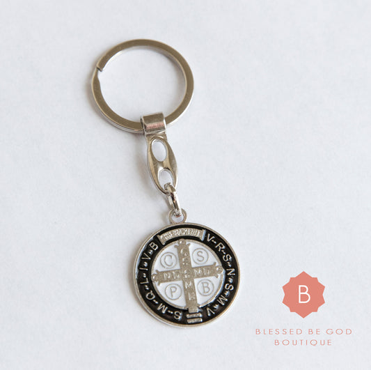 St Benedict Catholic keychain Black - Keychains
