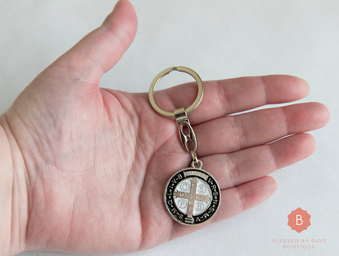 St Benedict Catholic keychain Black - Keychains