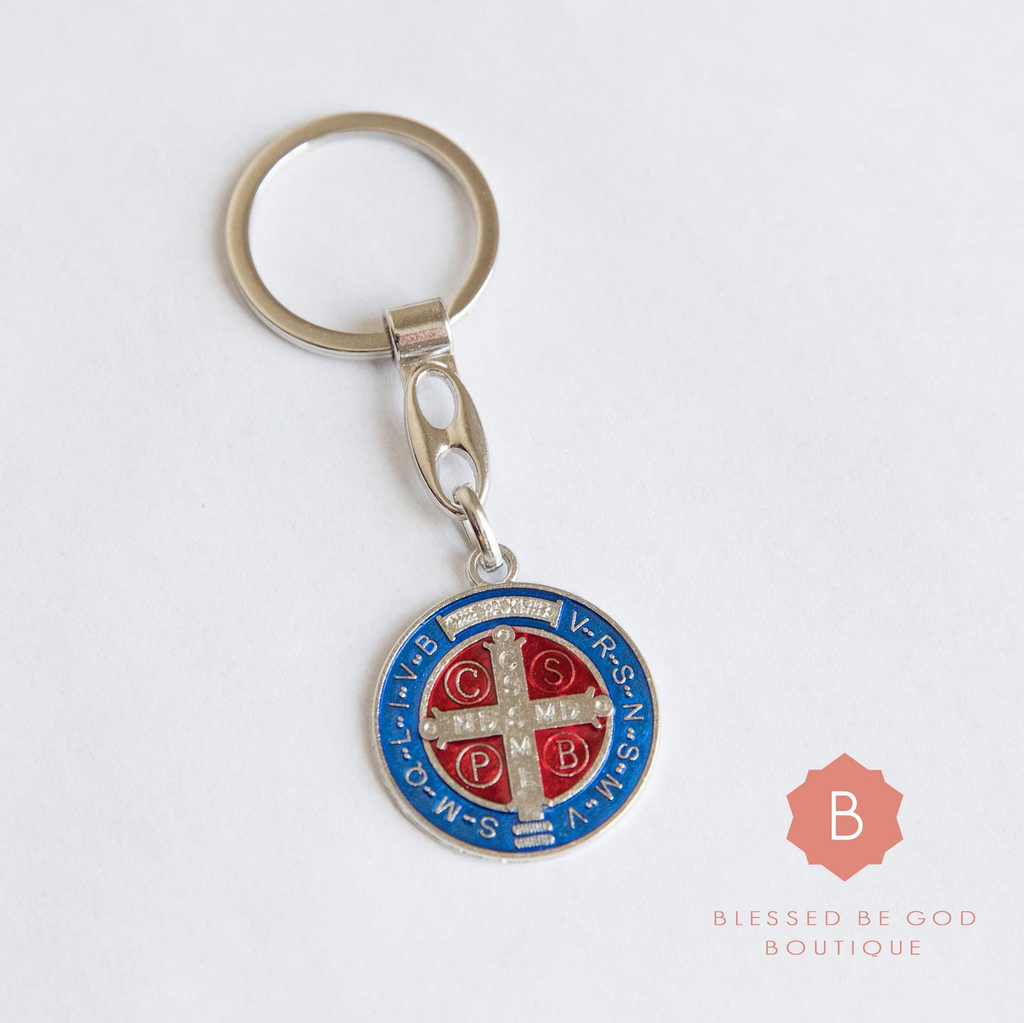 St. Benedict Catholic keychain. Blue - Keychains
