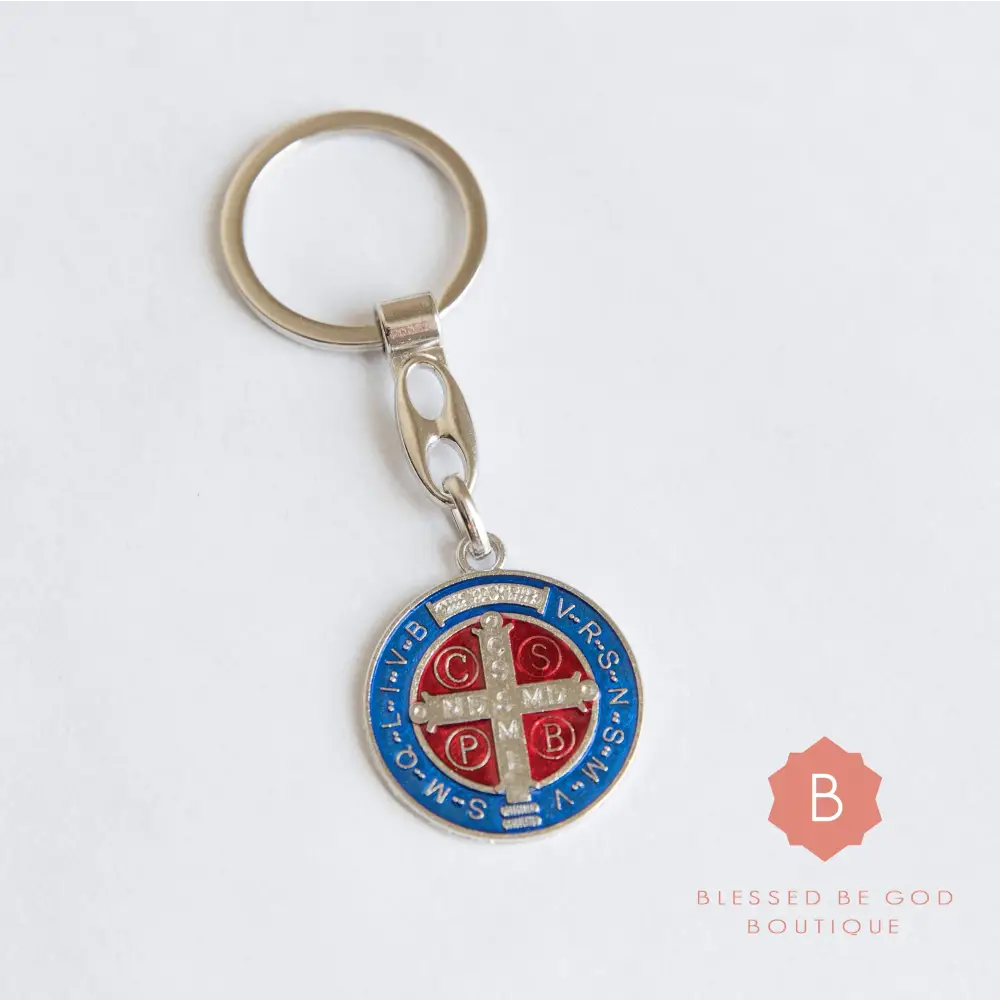 St. Benedict Catholic keychain. Blue - Keychains