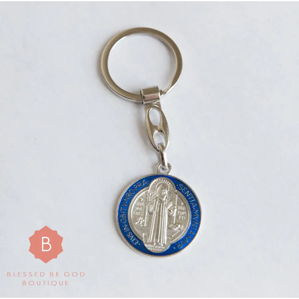 St. Benedict Catholic keychain. Blue - Keychains