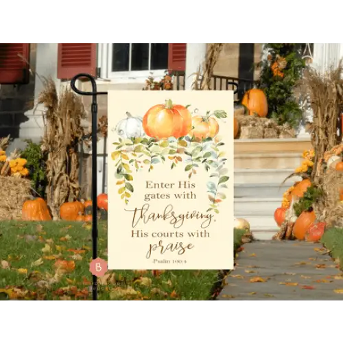 Thanksgiving Catholic Garden Flag - 12’’ × 18’’ - Home Decor