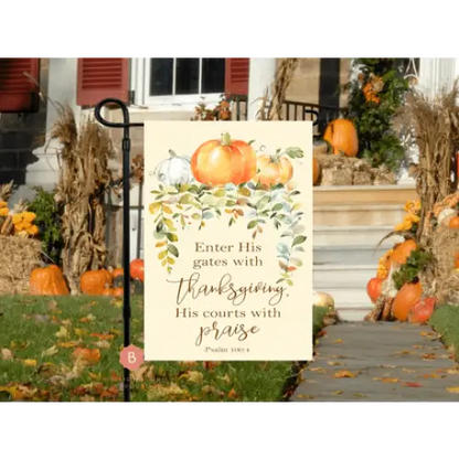 Thanksgiving Catholic Garden Flag - 12’’ × 18’’ - Home Decor